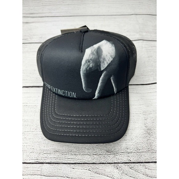 The Mountain Foam Snapback Trucker Cap Black Elephant Stop Extinction Nature New - Picture 1 of 7